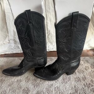 Vintage Dan Post Women’s Cowboy Boots Size 8 Black